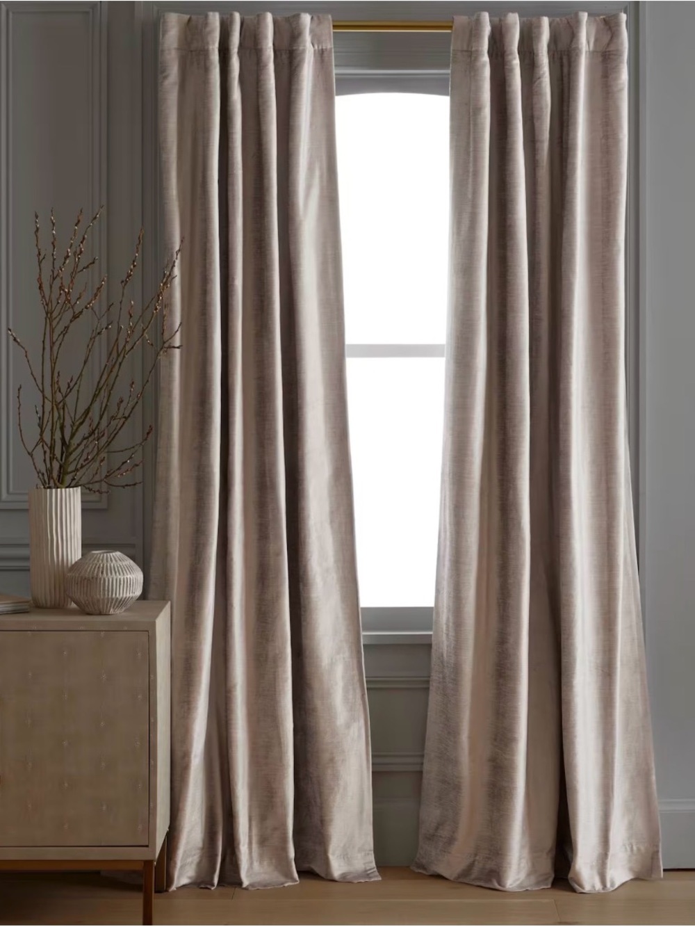 Quince Luster Velvet Room Darkening Curtain Set